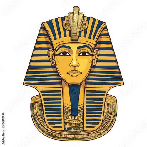 Pharaon Tutankhamun golden mask. Famous egyptian pharaon. vector