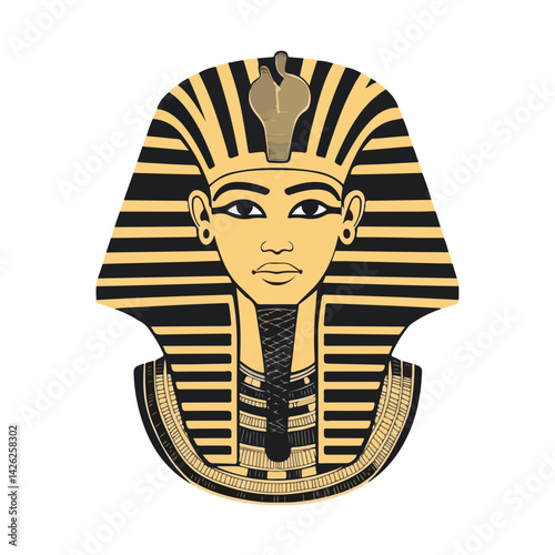 Pharaon Tutankhamun golden mask. Famous egyptian pharaon. vector