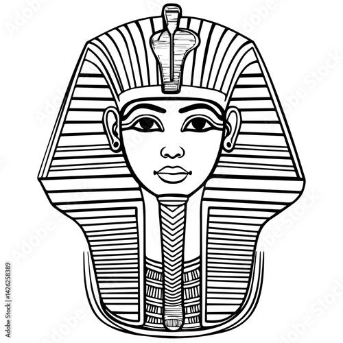 Pharaon Tutankhamun golden mask. Famous egyptian pharaon. vector