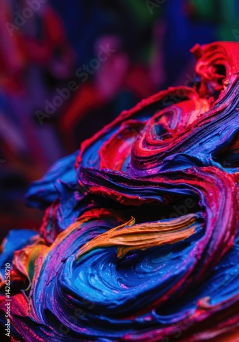 Vivid swirls of colorful abstract oil paint texture