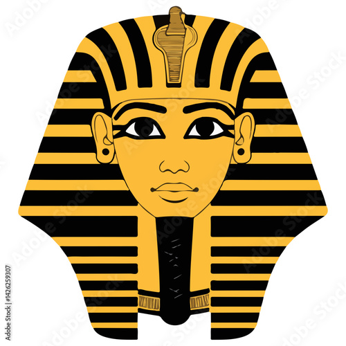 Pharaon Tutankhamun golden mask. Famous egyptian pharaon. vector