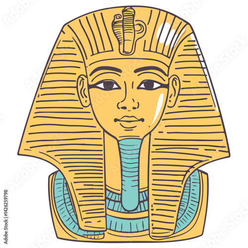 Pharaon Tutankhamun golden mask. Famous egyptian pharaon. vector