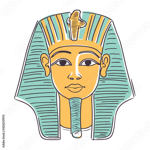 Pharaon Tutankhamun golden mask. Famous egyptian pharaon. vector