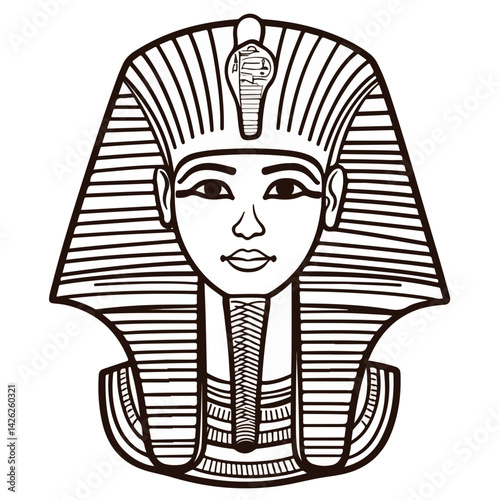 Pharaon Tutankhamun golden mask. Famous egyptian pharaon. vector