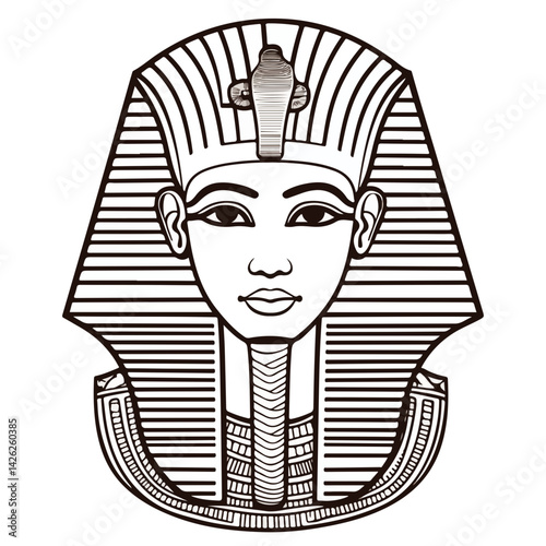 Pharaon Tutankhamun golden mask. Famous egyptian pharaon. vector
