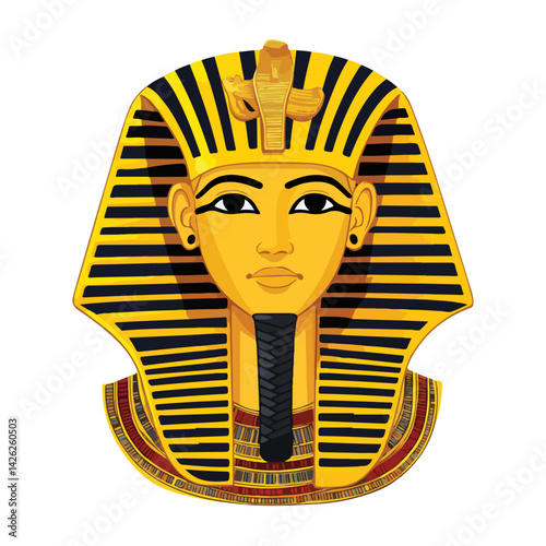 Pharaon Tutankhamun golden mask. Famous egyptian pharaon. vector