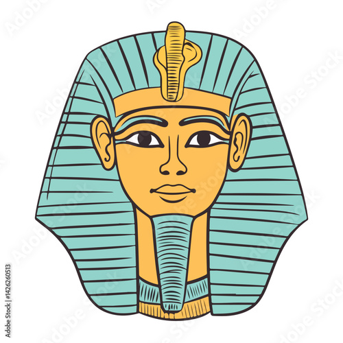 Pharaon Tutankhamun golden mask. Famous egyptian pharaon. vector
