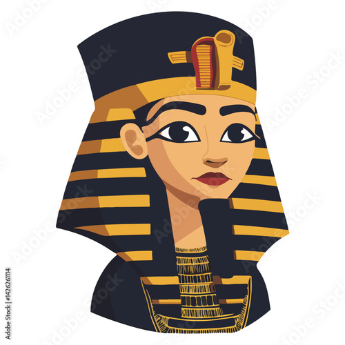 Pharaon Tutankhamun golden mask. Famous egyptian pharaon. vector