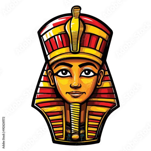 Pharaon Tutankhamun golden mask. Famous egyptian pharaon. vector