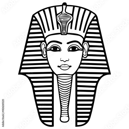 Pharaon Tutankhamun golden mask. Famous egyptian pharaon. vector