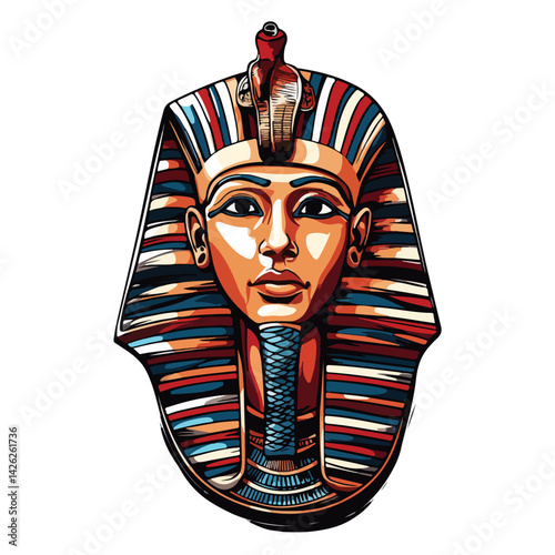 Pharaon Tutankhamun golden mask. Famous egyptian pharaon. vector