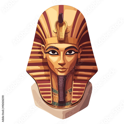Pharaon Tutankhamun golden mask. Famous egyptian pharaon. vector