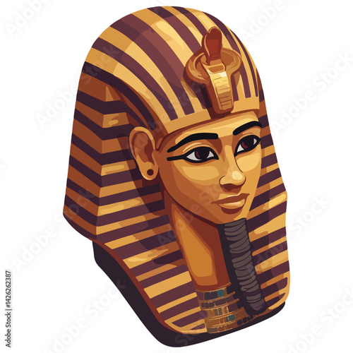 Pharaon Tutankhamun golden mask. Famous egyptian pharaon. vector