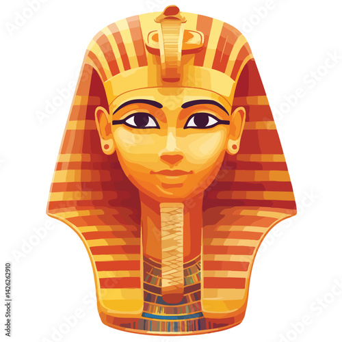 Pharaon Tutankhamun golden mask. Famous egyptian pharaon. vector