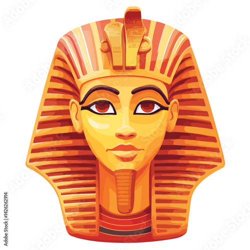 Pharaon Tutankhamun golden mask. Famous egyptian pharaon. vector