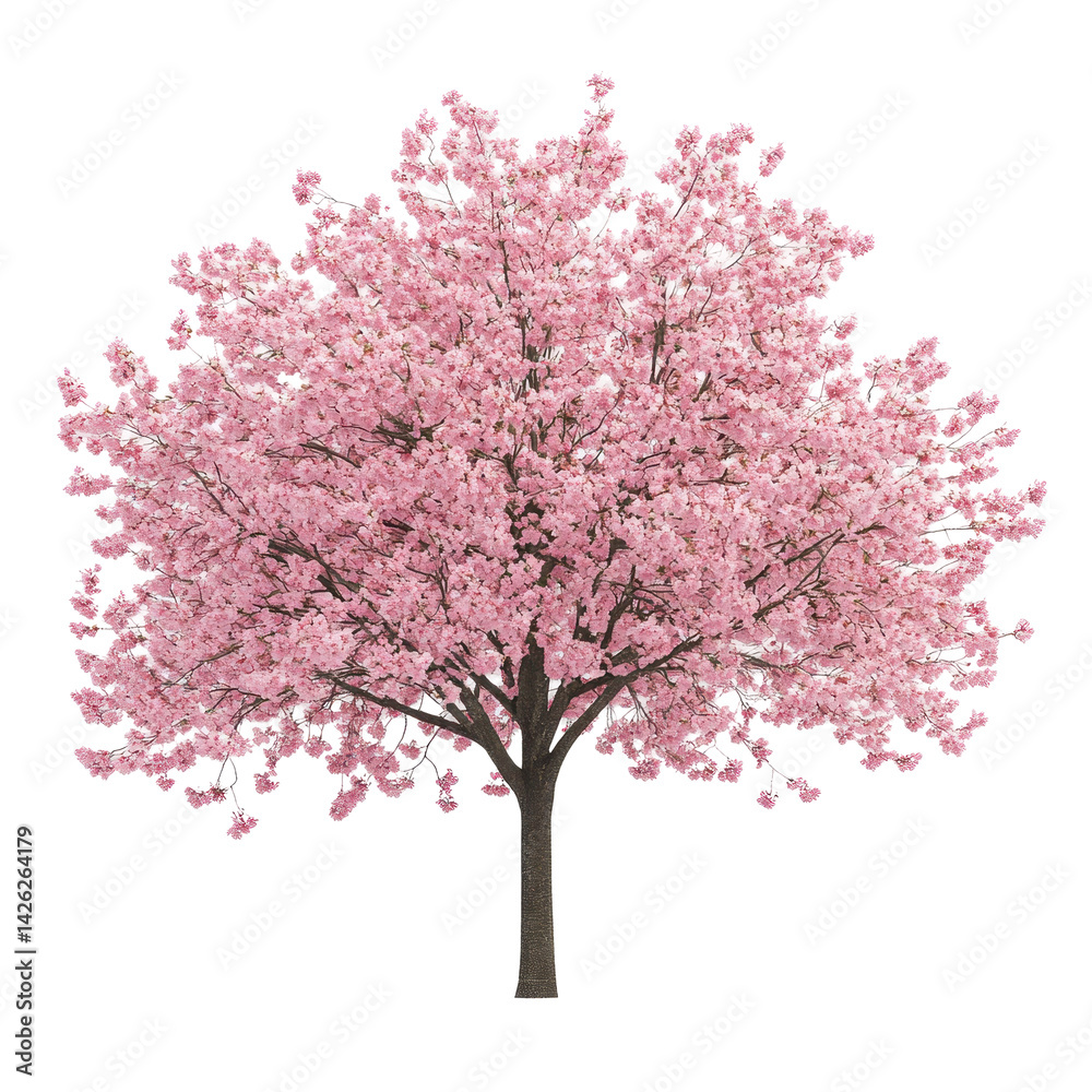 Pink flowering tree in full bloom during springtime showcasing vibrant blossoms and lush foliage Pink flowering tree in full bloom during springtime showcasing vibrant blossoms and lush foliage