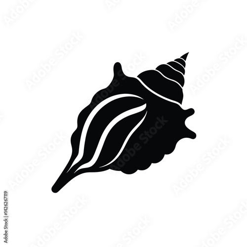 Conch shell silhouette vector icon on white background