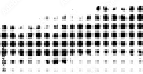 Monochromatic Halftone Pattern with Abstract Gradient Transition from Dense Black Dots to Sparse Arrangement on White Background for Modern Designs