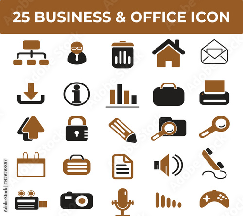 Twenty-five professional business and office icons perfect for presentations websites and marketing materials