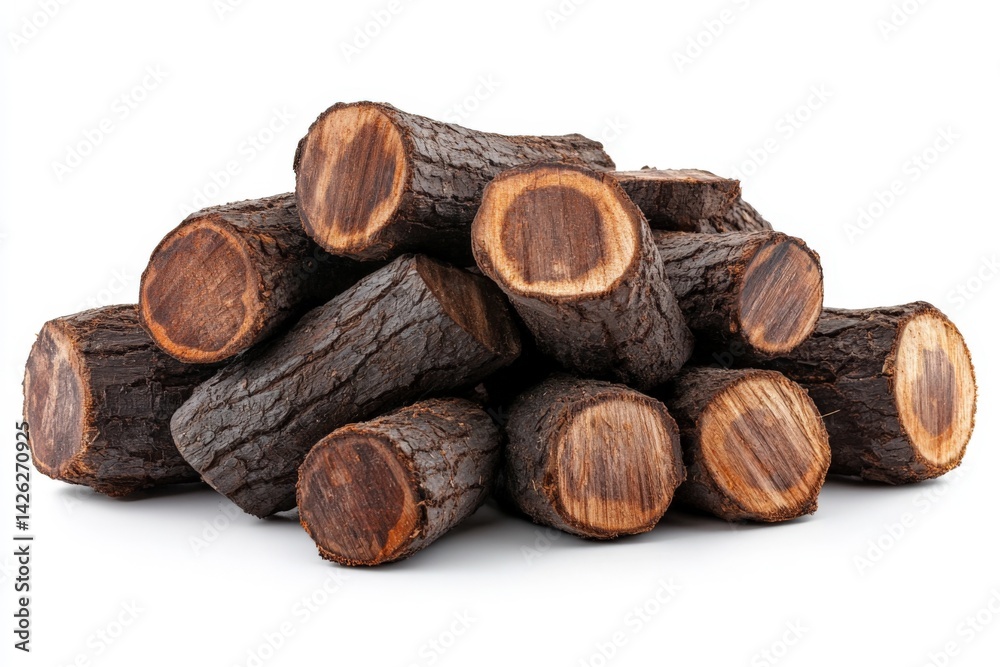 Stacked hardwood logs ready for use in fires, crafts, or outdoor activities during late autumn Stacked hardwood logs ready for use in fires, crafts, or outdoor activities during late autumn