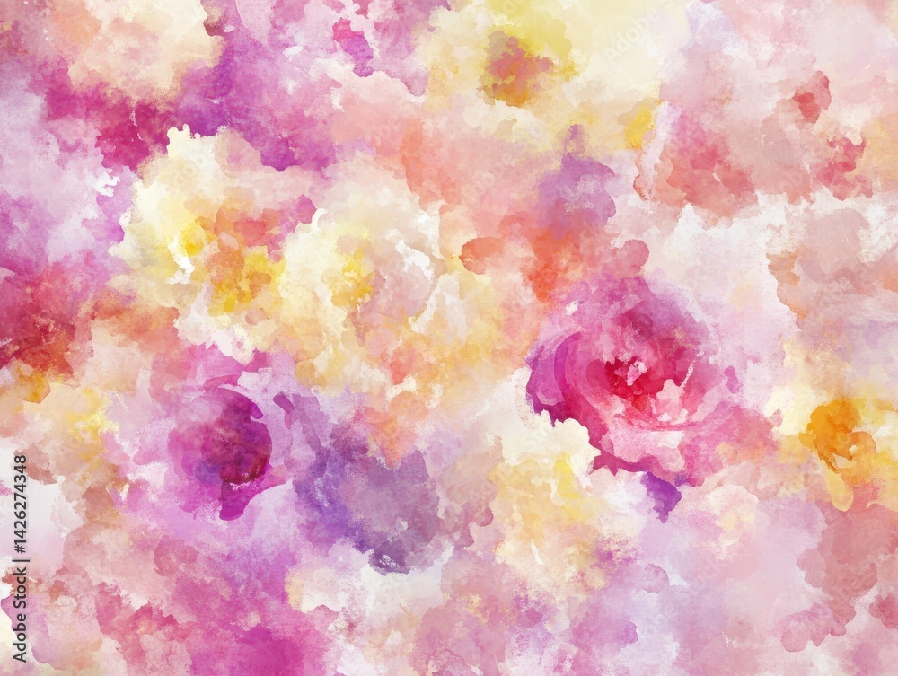Fototapeta premium Watercolor garden dreamlike floral blooms