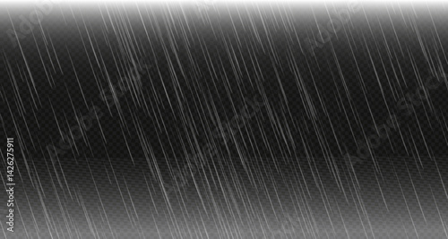 Raindrop effect. Rain overlay on dark transparent background desktop wallpaper. Simple rain weather overlay with dark background. Simple rainy weather at night time. PNG