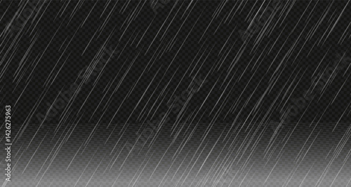 Raindrop effect. Rain overlay on dark transparent background desktop wallpaper. Simple rain weather overlay with dark background. Simple rainy weather at night time. PNG