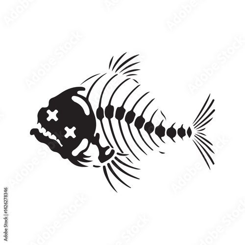 vector black silhouette of a fish
