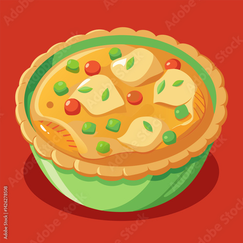 Savory Chicken Pie with Green Peas and Tomatoes
