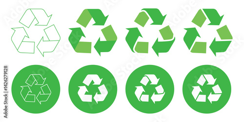 Green reuse recycle vector icon set