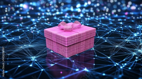 A cube that exists digitally and is filled with fluctuating Stock patterns and an array of colors