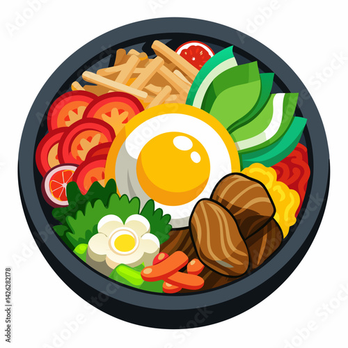 Vibrant Bibimbap. A Delicious Korean Dish