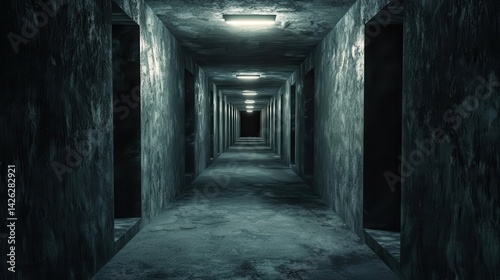 Massive underground bunker complex, dimly lit corridors, survivalist technology, postapocalyptic refuge