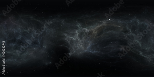 Fototapeta Naklejka Na Ścianę i Meble -  360 degree space nebula. Giant interstellar cloud with stars, equirectangular projection, environment map. Spherical panorama. 3d illustration