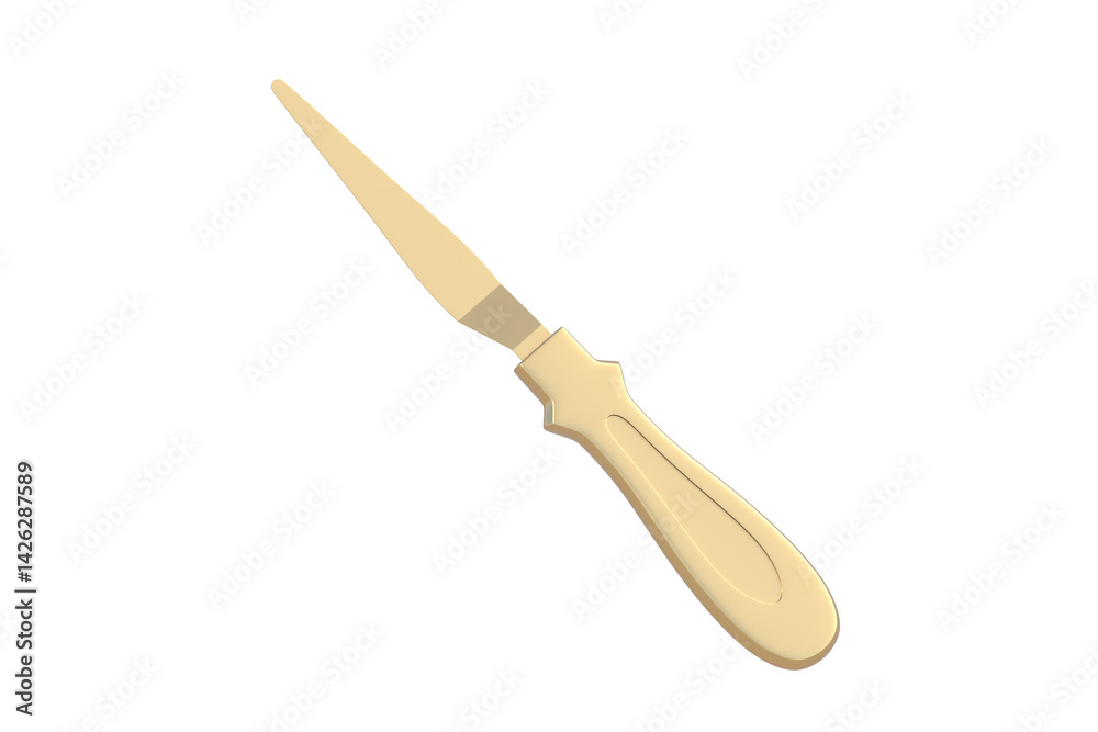 Fototapeta premium Golden spatula for cake decorating isolated on white background. 3d render