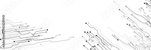 Abstract grey circuit line technology pattern on white background, futuristic vector illustration of digital circuitry design for tech backgrounds	