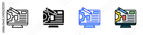 Blog Management Icon Set With Multiple Style Collection