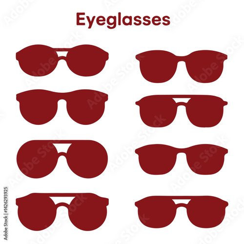 A eyeglasses vector set on a white background