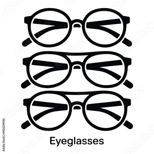 A eyeglasses vector set on a white background