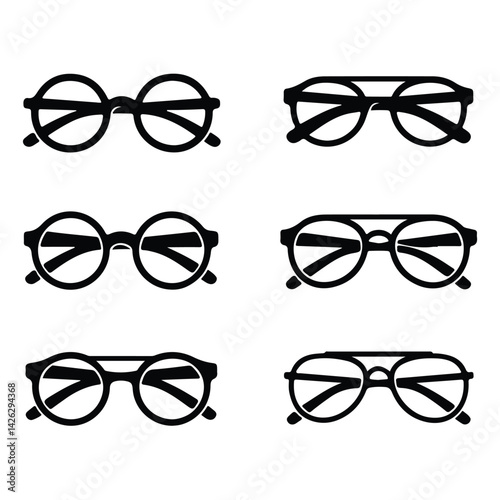 A eyeglasses vector set on a white background