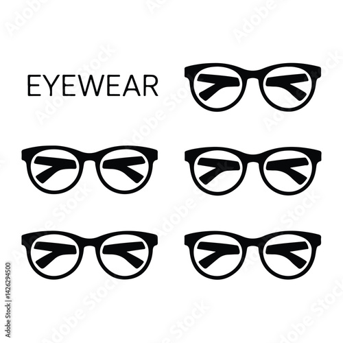A eyeglasses vector set on a white background