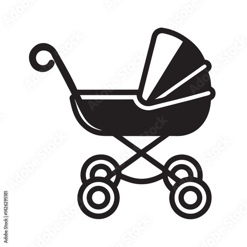 Baby carriage icons , Baby carriage, pram, stroller symbols. Baby stroller vector illustration