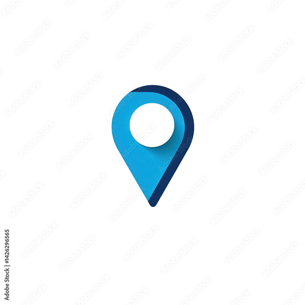 A blue location pin icon representing navigation or mapping, set against a simple background, ideal for digital applications and website design , isolated on white or transparent png A blue location pin icon representing navigation or mapping, set against a simple background, ideal for digital applications and website design , isolated on white or transparent png