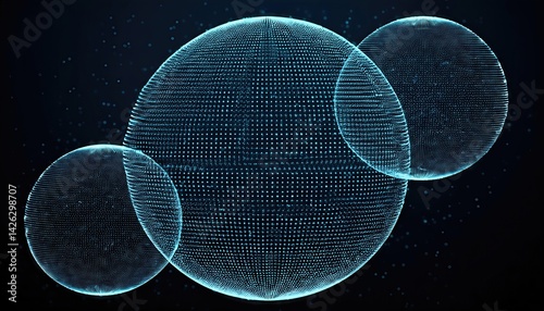 Global Digital Connections A Technological Universe of Interwoven Spheres Illuminated in , Showcasing Vibrant Pixelated Points Reflecting a Cosmic Digital Aura.