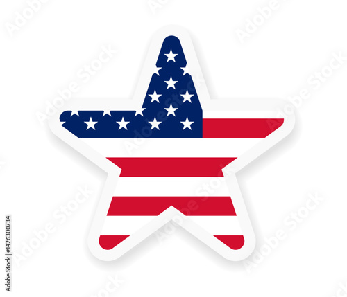 American flag Star Sticker Decorate for Unity of United State Nation and Freedom Liberty, US Independence Patriotism, Democracy Election Vote Event, Memorial Day and Travel Vacations
