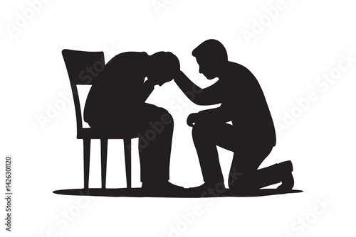 Helping Hand in Crisis Emotional Support Silhouette