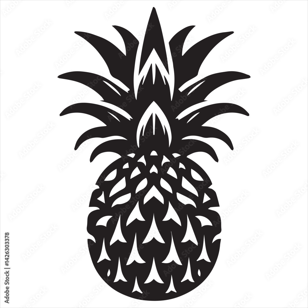 Fototapeta premium Pineapple Vector art illustration with leaves