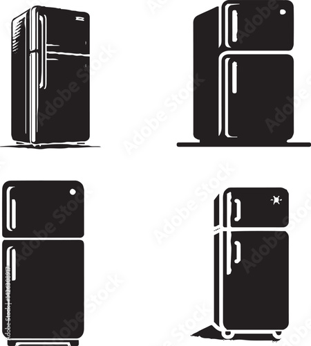 Vector Silhouette Collection of Stylish Refrigerator Designs