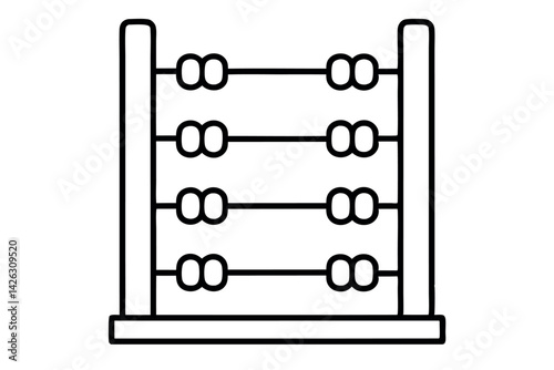 Set of monochrome line art abacus symbols, versatile designs for mathematical, educational, and digital applications, line art icon set