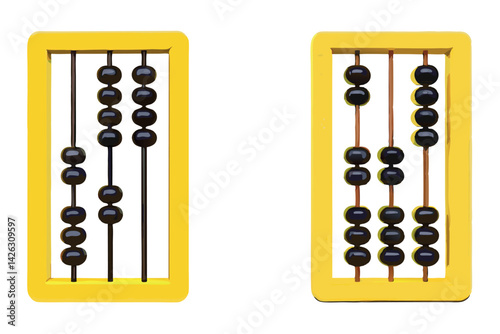 Simple and clear line art abacus icon collection for teaching and learning purposes, representing mathematical calculations, line art icon set